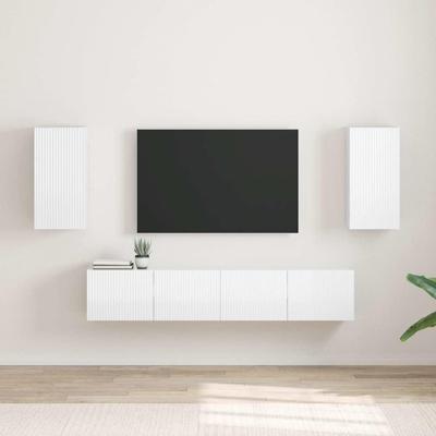 TV Wandkast 2 pcs Glanzend Wit 30 x 31 x 60 cm Bewerkt hout TV Wandkast 2 pcs Glanzend Wit 30 x 31 x 60 cm Bewerkt hout