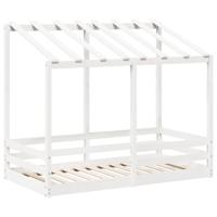 Kinderbed met bedhuis 70x140 cm massief grenenhout wit - thumbnail