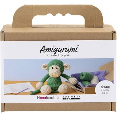 Creativ Company Hobbyset amigurumi, aap, groen, off white, 1 doos Creativ Company Hobbyset amigurumi, aap, groen, off white, 1 doos