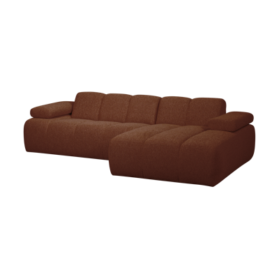 Woood Mojo chaise longue bank rechts bouclé Roestbruin Melange