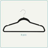 Nordix Kledinghangers Set 8 stuks Zwart Vilten Velvet Anti Slip Kle... - thumbnail