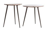 Light & Living Ronde Bijzettafel 'Zeca' Travertin, Set van 2 stuks, kleur Rood - thumbnail