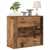 Dressoir 80x33x70 cm bewerkt hout oud houtkleurig - thumbnail