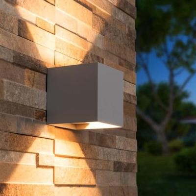 Kansas LED wandlamp - 7 Watt 560lm - 3000K warm wit - IP65 waterdicht - Up Down Lamp - Grijs - Kubus - Voor binnen en buiten