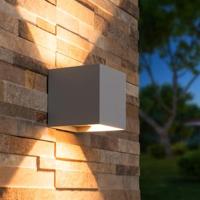 Kansas LED wandlamp - 7 Watt 560lm - 3000K warm wit - IP65 waterdicht - Up Down Lamp - Grijs - Kubus - Voor binnen en buiten - thumbnail