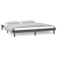 Bedframe LED massief hout grijs 140x190 cm - thumbnail