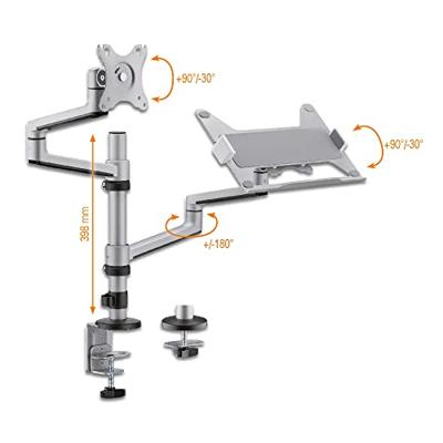 My Wall HL52L Tafelbeugel voor monitor Aantal monteerbare displays: 1 Display(s) 43,2 cm (17) - 81,3 cm (32) Zilver In hoogte verstelbaar, Draaibaar,