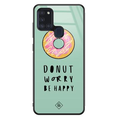 Samsung Galaxy A21s glazen hardcase - Donut worry