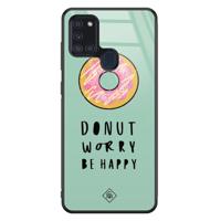 Samsung Galaxy A21s glazen hardcase - Donut worry - thumbnail