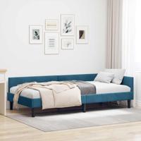 Hoekbedframe Blauw 90 x 190 cm Velvet en Engineered hout - thumbnail