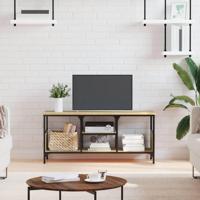 Tv-meubel 100x33x45 cm bewerkt hout en ijzer sonoma eikenkleur - thumbnail