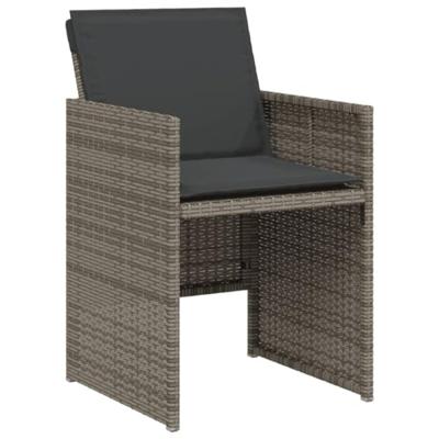 3-delige Bistroset met kussens poly rattan grijs 3-delige Bistroset met kussens poly rattan grijs
