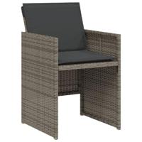 3-delige Bistroset met kussens poly rattan grijs - thumbnail