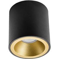 Opbouwspot GU10 Rond - Mat Zwart/Goud - Aluminium - Ø90mm - Verdiept - thumbnail