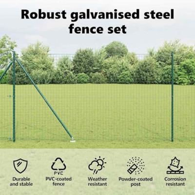 VidaXL Hek met paal groen 1,5 x 10 m staal en pvc