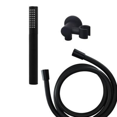 Wiesbaden Caral handdoucheset inbouw met staafhanddouche en wandhouder inclusief doucheslang rond 1/2 mat zwart sw110885/sw110891/sw158727/