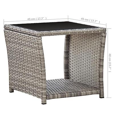 Salontafel 45x45x40 cm poly rattan en glas grijs Salontafel 45x45x40 cm poly rattan en glas grijs