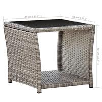 Salontafel 45x45x40 cm poly rattan en glas grijs - thumbnail