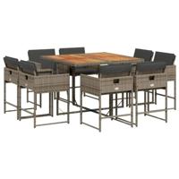 9-delige Tuinset met kussens poly rattan grijs - thumbnail