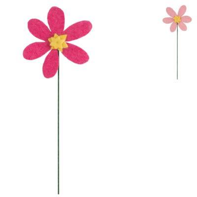 Kunstbloem vilt roze/oud roze 33 cm 2 assorti | 24 stuks