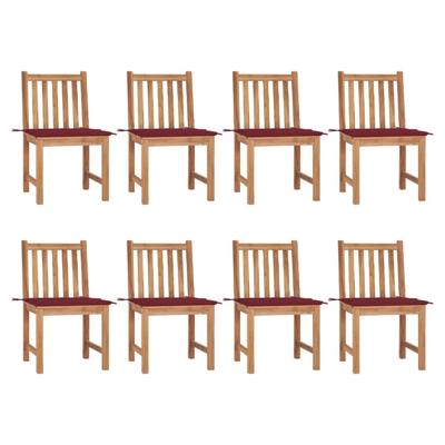 Tuinstoelen 8 st met kussens massief teakhout