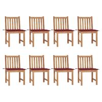 Tuinstoelen 8 st met kussens massief teakhout - thumbnail