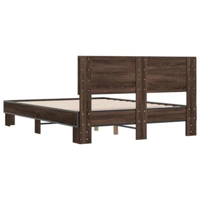 Bedframe bewerkt hout metaal bruin eikenkleur 140x190 cm