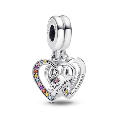 Pandora 792239C01 Hangbedel Puzzle Piece Hearts Splittable Friendship zilver-zirconia
