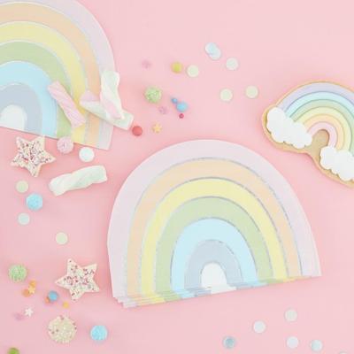 Pastel Iriserende Servetten Regenboog vorm (16st) Pastel Iriserende Servetten Regenboog vorm (16st)