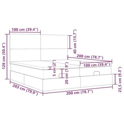 Ottoman bed met matrassen en LED's 200x200cm stof lichtgrijs