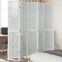 Kamerscherm met 5 panelen massief paulowniahout wit - thumbnail