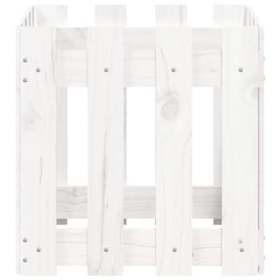 VidaXL Plantenbak met hekontwerp 40x40x40 cm massief grenenhout wit