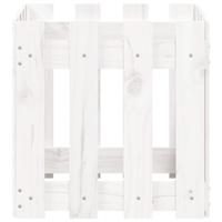 VidaXL Plantenbak met hekontwerp 40x40x40 cm massief grenenhout wit - thumbnail