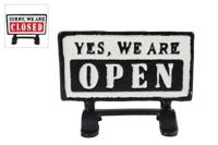 Bordje Open/Closed m/houder zwart/rood metaal - thumbnail