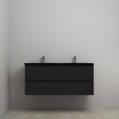 On-Line Onderkast - 120 cm - Voorgemonteerd - Ladestructuur - Acryl Wastafel - 2 Kraangaten - Mat Zwart