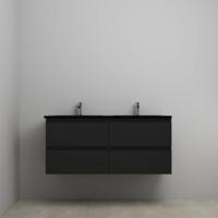 On-Line Onderkast - 120 cm - Voorgemonteerd - Ladestructuur - Acryl Wastafel - 2 Kraangaten - Mat Zwart - thumbnail