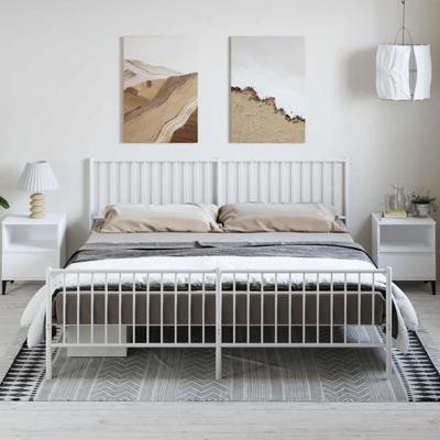 Bedframe met hoofd- en voeteneinde metaal wit 183x213 cm