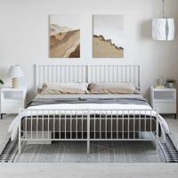 Bedframe met hoofd- en voeteneinde metaal wit 183x213 cm - thumbnail