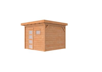 Woodvision Raaf Topvision tuinhuis 303x303 cm Douglas blank- Plat dak- Onbehandeld lariks Douglas hout- Woodvision