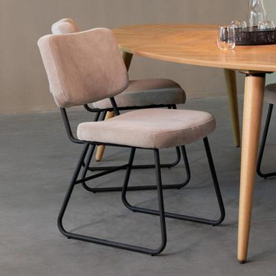 LABEL51 Eetkamerstoel Noah - Naturel - Boucle - Zwart Metalen Frame LABEL51 Eetkamerstoel Noah - Naturel - Boucle - Zwart Metalen Frame