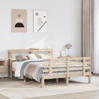 Bedframe met hoofdbord massief grenenhout wit 140x200 cm - thumbnail