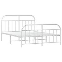Bedframe met hoofd- en voeteneinde metaal wit 140x200 cm - thumbnail