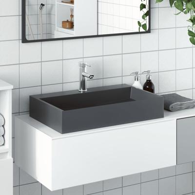 VidaXL Wastafel 60x38x11 cm mineraal gegoten/marmer gegoten antraciet VidaXL Wastafel 60x38x11 cm mineraal gegoten/marmer gegoten antraciet