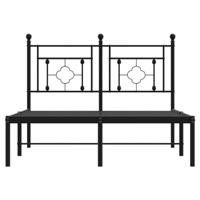 Bedframe met hoofdbord metaal zwart 120x190 cm - thumbnail