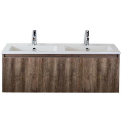 Frozen 3D Badmeubelset 120 cm - Greeplijst in Kleur - Charleston - Keramische Wastafel Wit Dubbel 2 Kraangaten