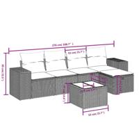 5-delige Loungeset met kussens poly rattan bruin - thumbnail