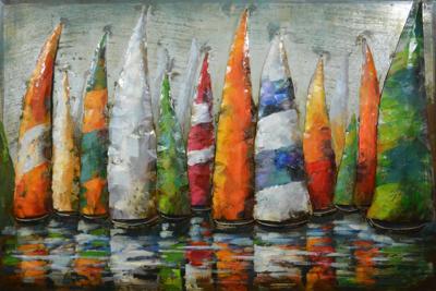 Schilderij - Metaalschilderij - Zeilboten II, 80x120