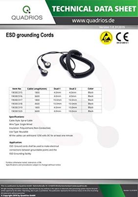 Quadrios ESD-aardingskabel 1.80 m Drukknop 10 mm