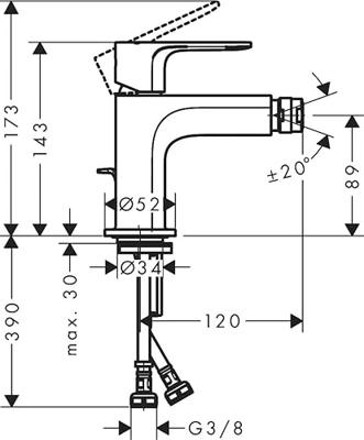 Hansgrohe Bidetmengkraan Rebris E Eengreeps Met Trekwaste Chroom Hansgrohe Bidetmengkraan Rebris E Eengreeps Met Trekwaste Chroom