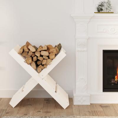 VidaXL Houtblokhouder 47x39,5x48 cm massief grenenhout wit VidaXL Houtblokhouder 47x39,5x48 cm massief grenenhout wit